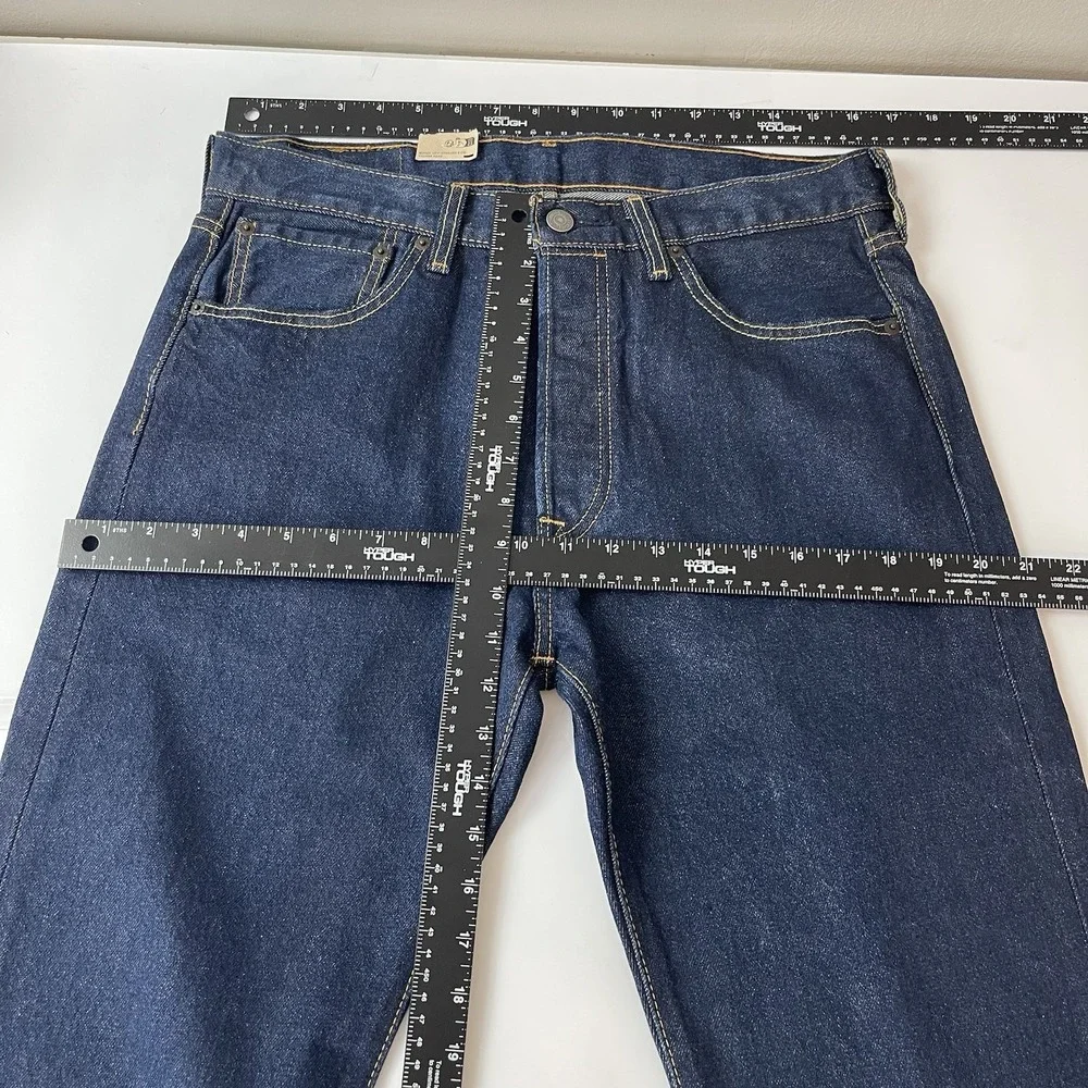 Levis Jeans Mens 33x30 Blue 501 Original Button Fly Stretch Dark Wash Cowboy New